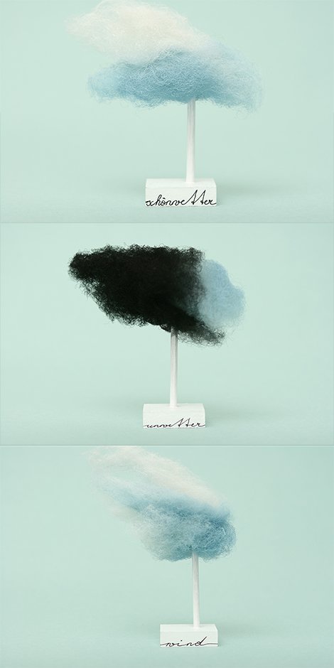 Tischskulptur: Unwetter, Wind und Schönwetter